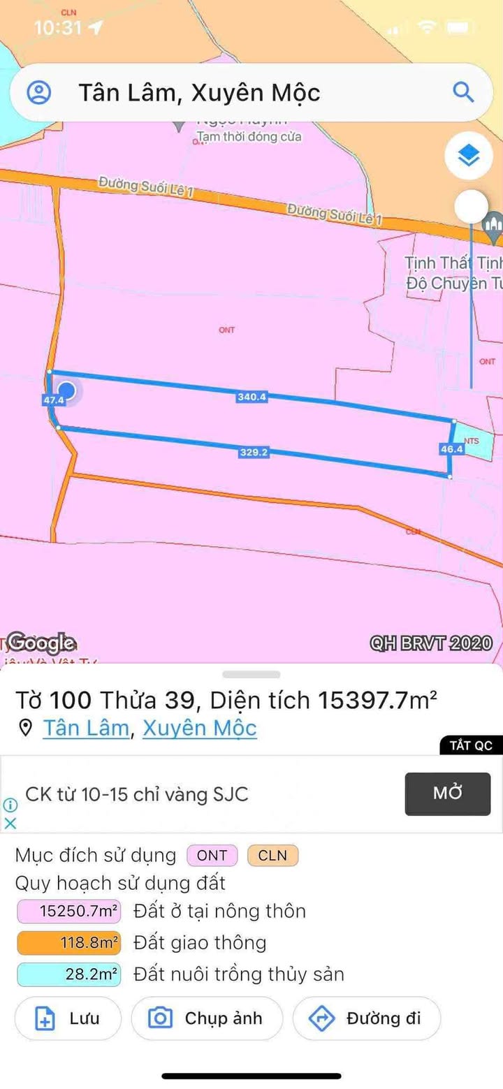 Đất Bàu Lâm Xuyên Mộc 15.000m² - Chính chủ cần bán gấp!