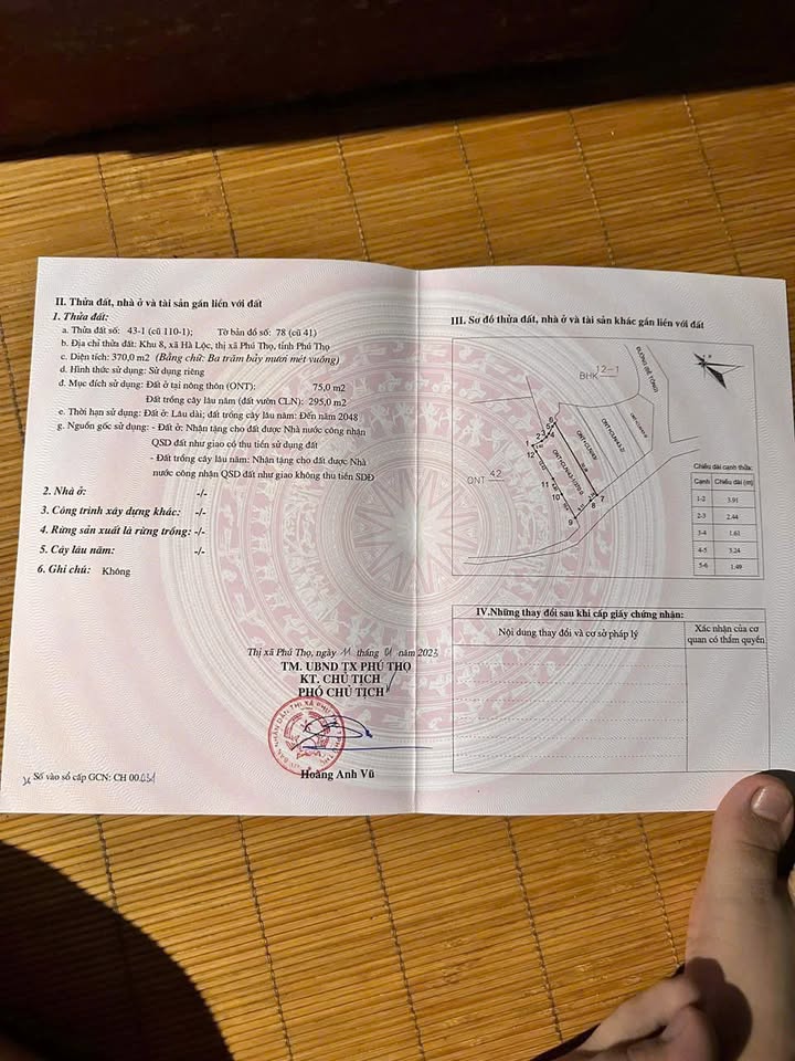 Đất nền Phú Thọ 370m² giá 1.45 tỷ - Đất rộng hiếm có, gần KCN Phú Hà!