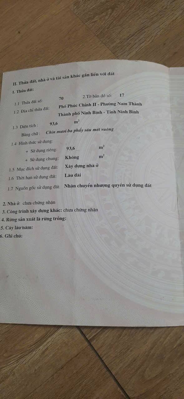 Đất nền Nam Thành Hoa Lư 93,6m² giá 5 tỷ - Vị trí đắc địa gần bệnh viện