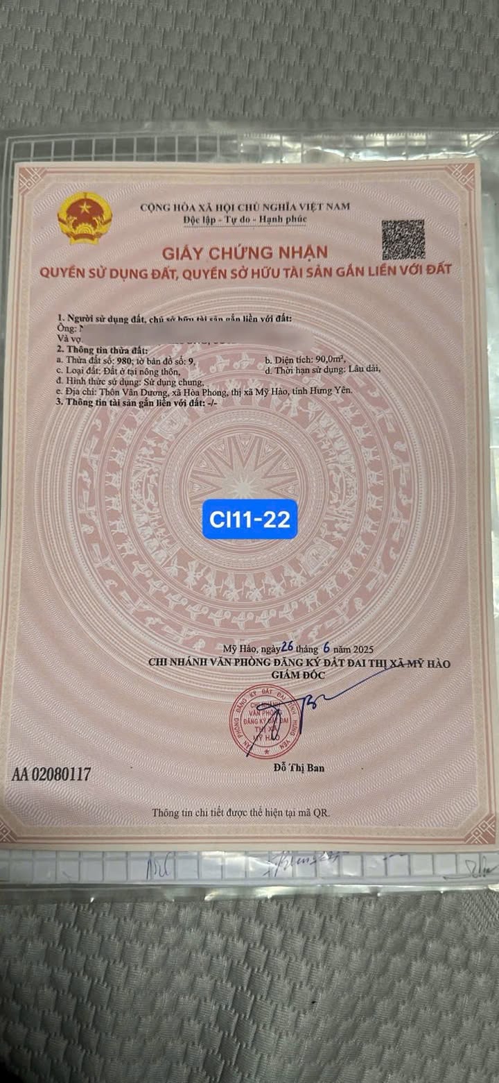 Đất nền Hòa Phong, Mỹ Hào 90m² giá 2 tỷ - Vị trí đắc địa, cơ hội đầu tư tuyệt vời!