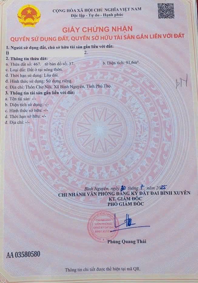 Đất nền Hương Canh 92m² giá 1.6 tỷ - Tiềm năng đầu tư lớn!