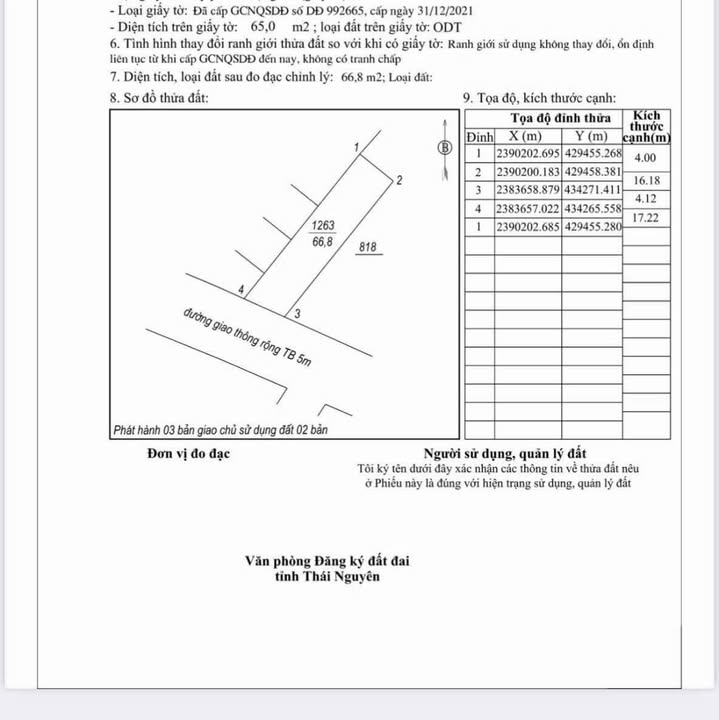 Nhà cấp 4 phường Quang Vinh, Thái Nguyên 66.8m² giá 2.3 tỷ - Hướng Tây Nam, ô tô tránh nhau!