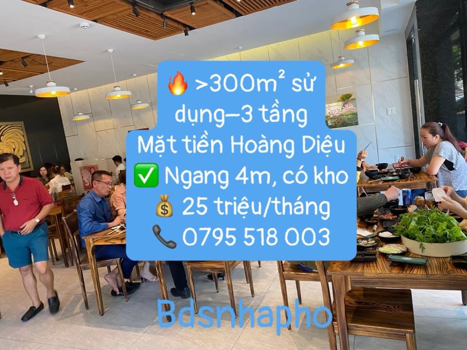 Mặt bằng kinh doanh Hoàng Diệu 300m² giá 25 triệu - Phù hợp mọi loại hình
