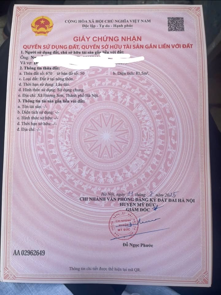 Đất thổ cư Hương Sơn, Mỹ Đức 81,5m² - Ô tô vào tận đất, giá thỏa thuận!