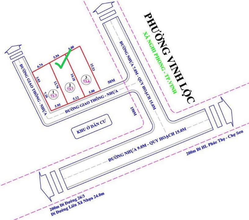 Đất Nền Xóm 5 Nghi Phong 74m² giá 1.5 tỷ - Hướng Đông mát mẻ