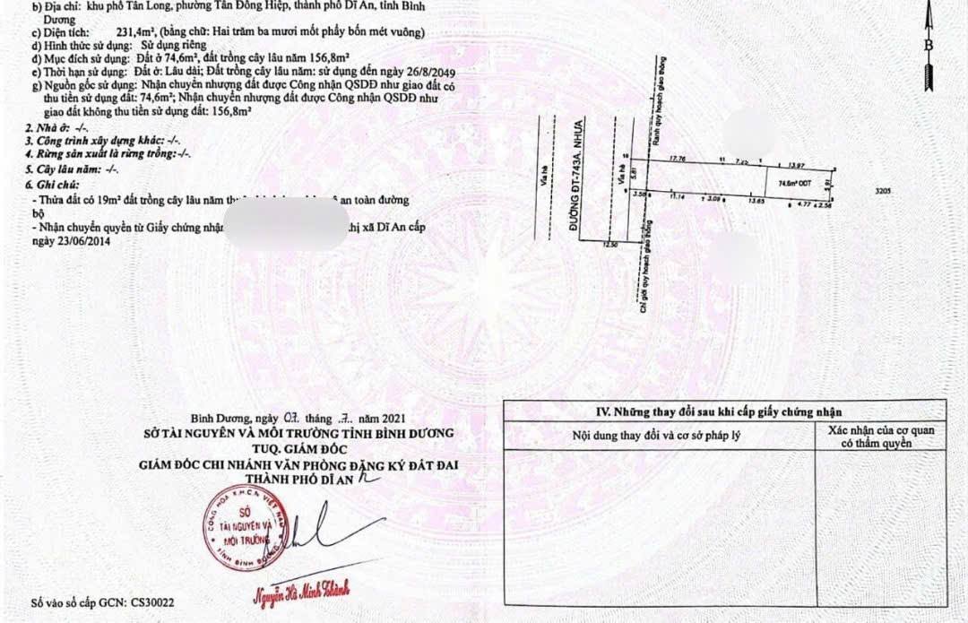 Đất mặt tiền kinh doanh tại Dĩ An 231m² giá 8 tỷ - Đầu tư sinh lời ngay!