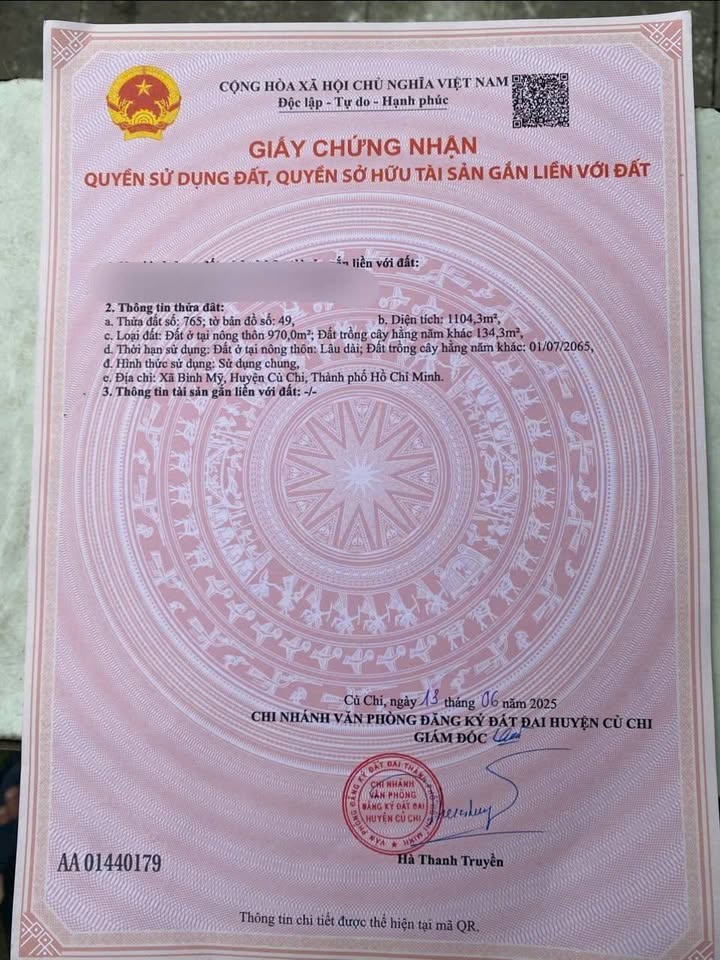 Bán đất thổ cư mặt tiền đường 157, xã Bình Mỹ, huyện Củ Chi 1104m² - Giá tốt thương lượng!