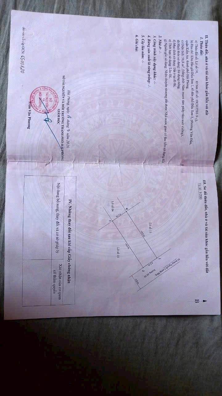 Đất nền khu vực Đẩu Sơn 1, Kiến An, Hải Phòng 58.8m² giá 1.8 tỷ - Vị trí đẹp, sổ đỏ chính chủ!