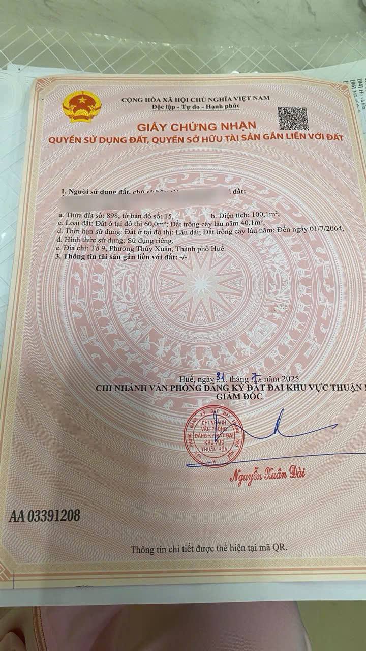 Đất kiệt Vũ Ngọc Phan Thủy Xuân 100m² giá 1.2 tỷ - Vị trí cao ráo, không ngập lụt!