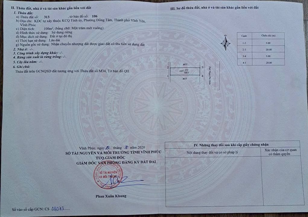 Đất nền khu dân cư tỉnh ủy Vĩnh Yên 100m² giá 3.6 tỷ - Hướng Đông thoáng mát!