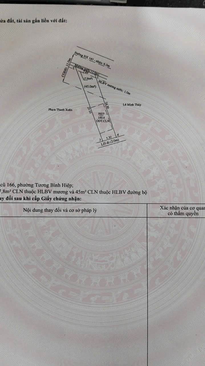 Đất mặt tiền Đx 143, Tương Bình Hiệp, Bình Dương 149m² giá 2.1 tỷ - Cơ hội đầu tư hấp dẫn!