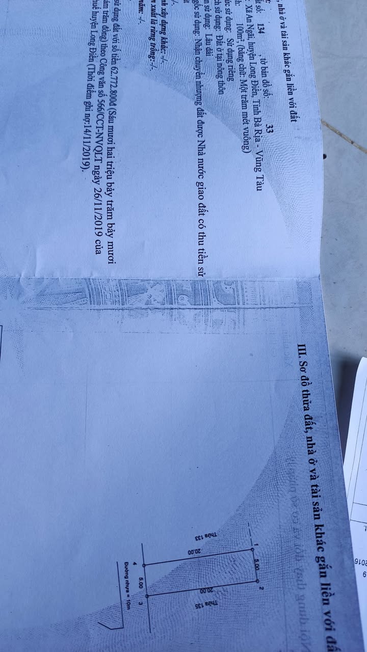 Đất nền 100m² xã An Ngãi, Long Điền - Giá chỉ 1.35 tỷ, vị trí đắc địa!