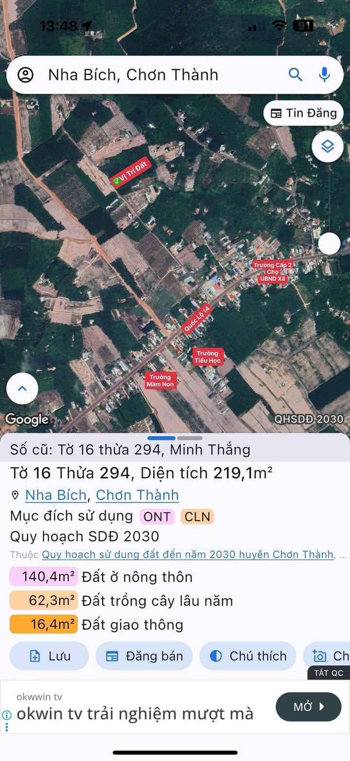 Đất nền mặt tiền đường số 2 - Minh Thắng, Chơn Thành, Bình Phước - 215m² chỉ 560 triệu!
