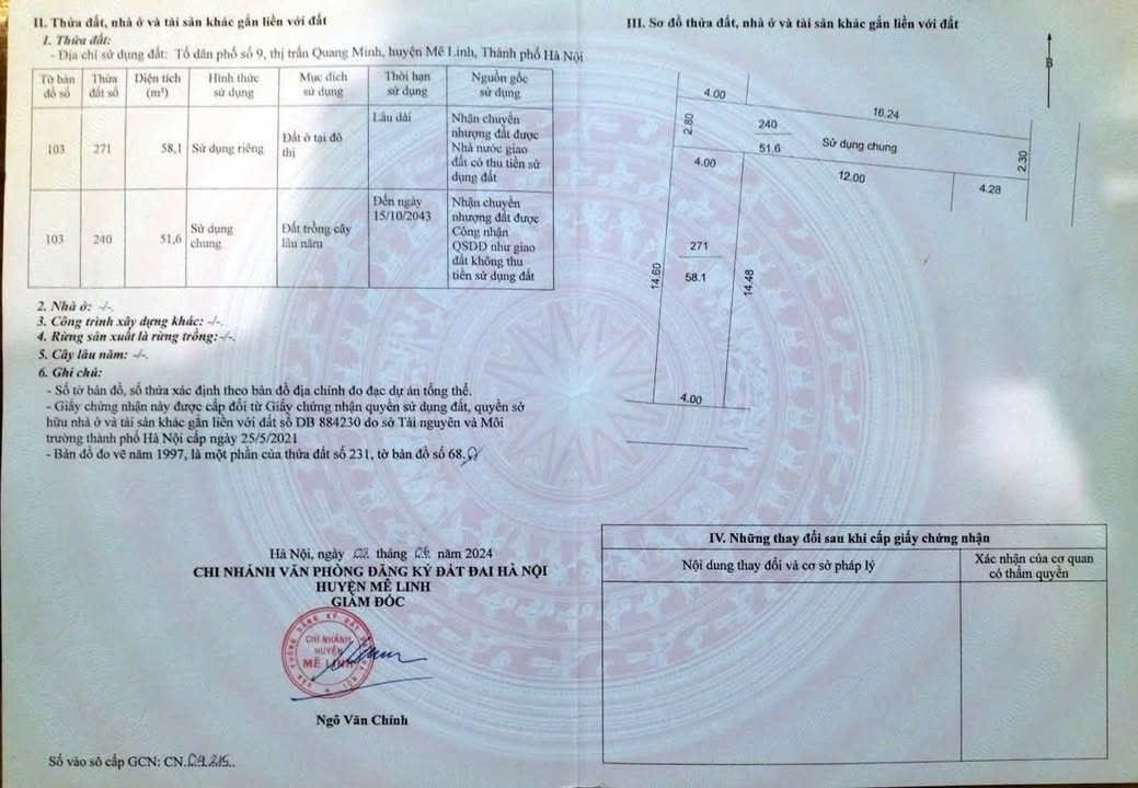 Đất thổ cư 58,1m² tại Tổ 10, Quang Minh - Mê Linh - Giá đầu tư hấp dẫn!