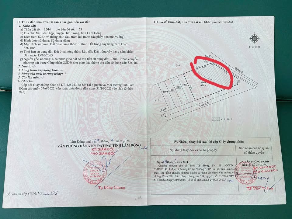 Đất thổ cư Hiệp Thạnh, Lâm Đồng 626m² giá 4.7 tỷ - Đầu tư sinh lợi cao!