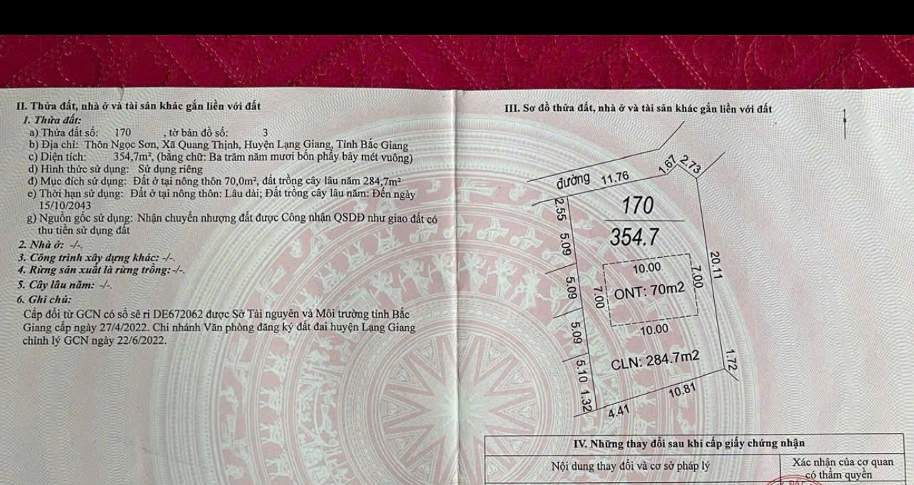 Đất nền nghỉ dưỡng tại Ngọc Sơn, Lạng Giang 360m² - Giá chỉ 800 triệu!