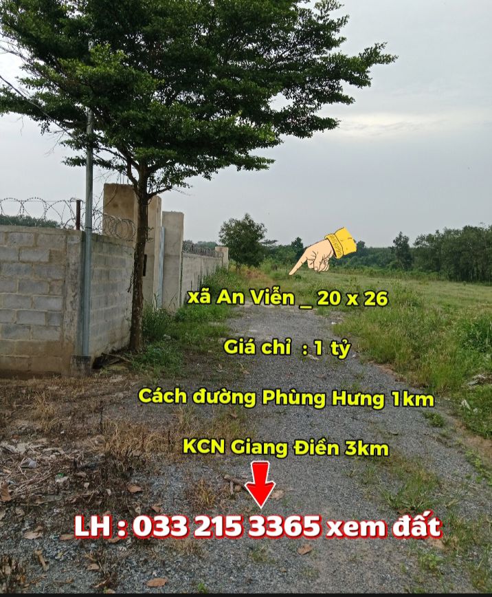 Đất nền xã An Viễn 520m² giá chỉ 1 tỷ - Sổ hồng riêng, vị trí đẹp!