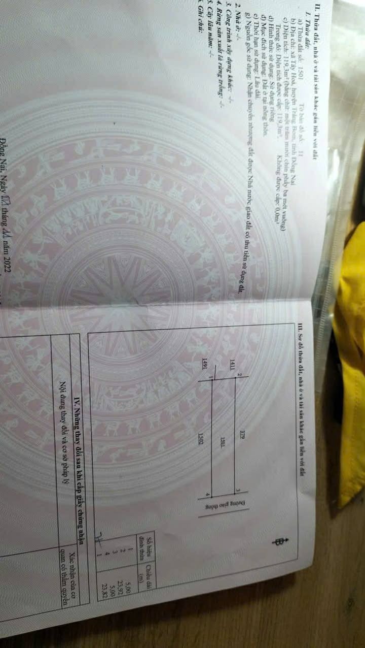 Đất thổ cư Tây Hòa Trảng Bom 120m² giá 1.05 tỷ - Sổ đỏ chính chủ