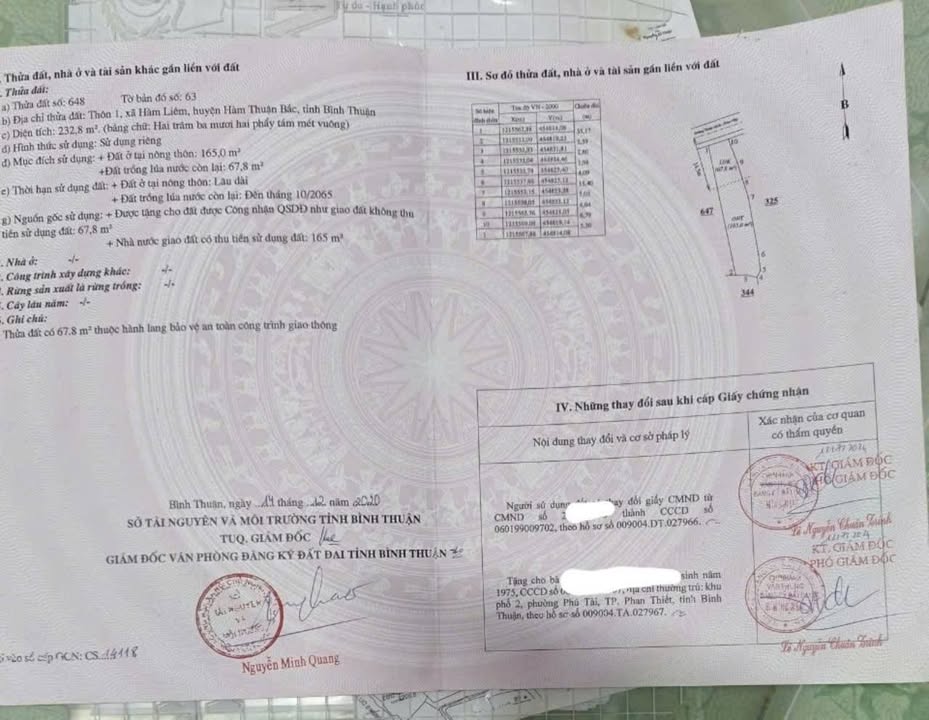 Đất mặt tiền đường nhựa Thôn 1, Hàm Liêm 232m² giá 1.15 tỷ - Cơ hội đầu tư sinh lời!