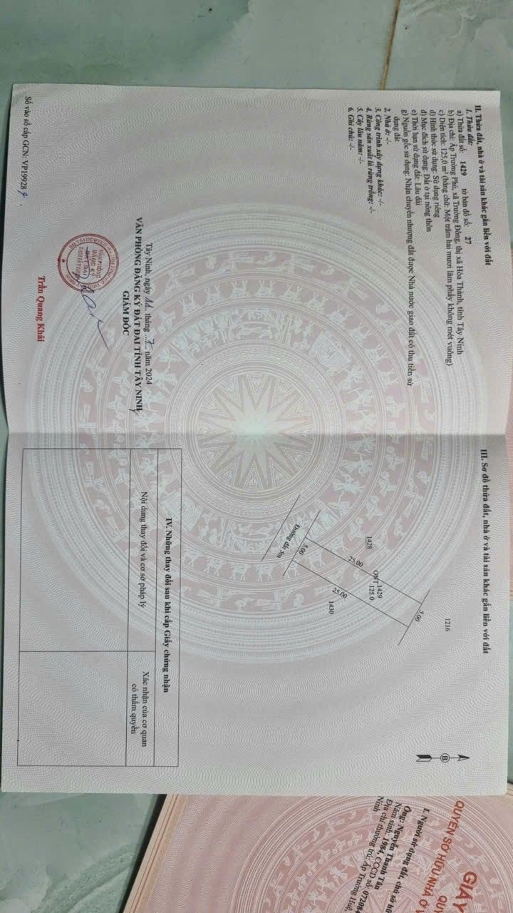 Đất thổ cư Hòa Thành 125m² giá chỉ 350 triệu - Đầu tư sinh lời ngay!