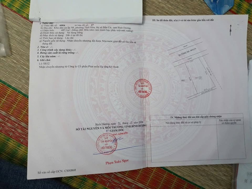 Đất nền Thới Hòa, Bến Cát 487m² giá 3.8 tỷ - Đầu tư sinh lời ngay!