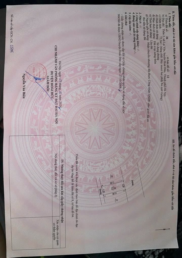 Đất Lại Yên, Hoài Đức 72m² giá 8.64 tỷ - Mặt tiền rộng, sổ hồng chính chủ!