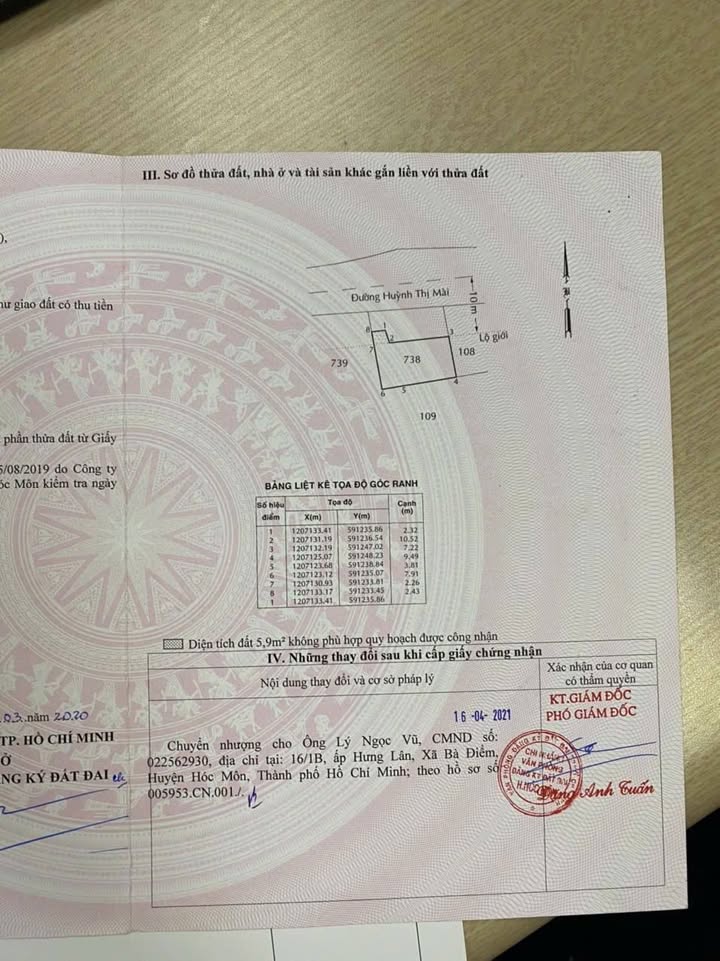 Đất thổ cư 106m² mặt tiền Huỳnh Thị Mài, Hóc Môn - Giá 4.45 tỷ, thương lượng ngay!