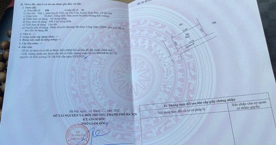 Đất nền kinh doanh đỉnh 83m² tại thôn Quyết Tiến, Hoài Đức - Giá chỉ 6 tỷ!