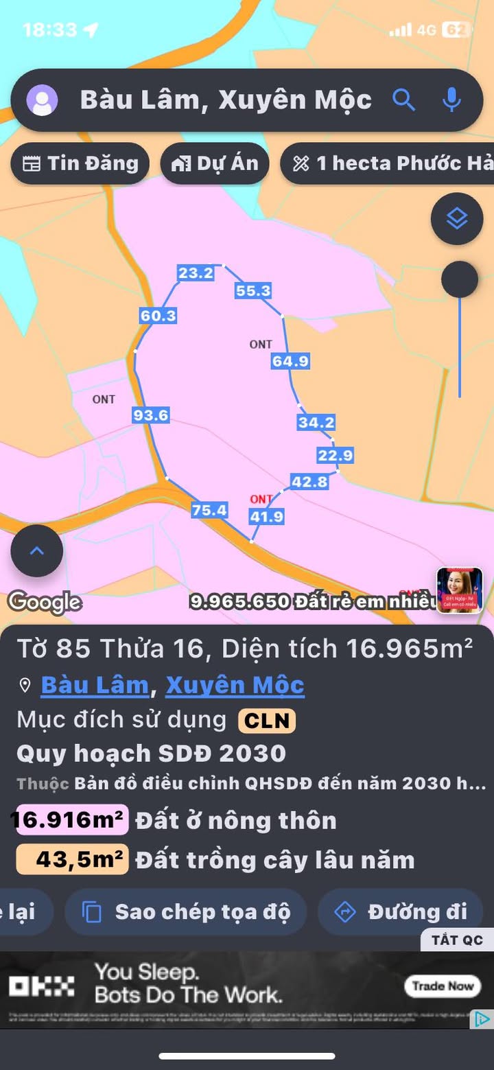 Đất nền 1.7ha Bầu Lâm, Xuyên Mộc giá 19.5 tỷ - Cơ hội đầu tư hấp dẫn!