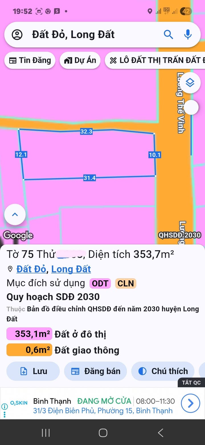 Đất nền kinh doanh Đất Đỏ 310m² giá 3.5 tỷ - Mặt tiền đường nhựa thuận lợi!