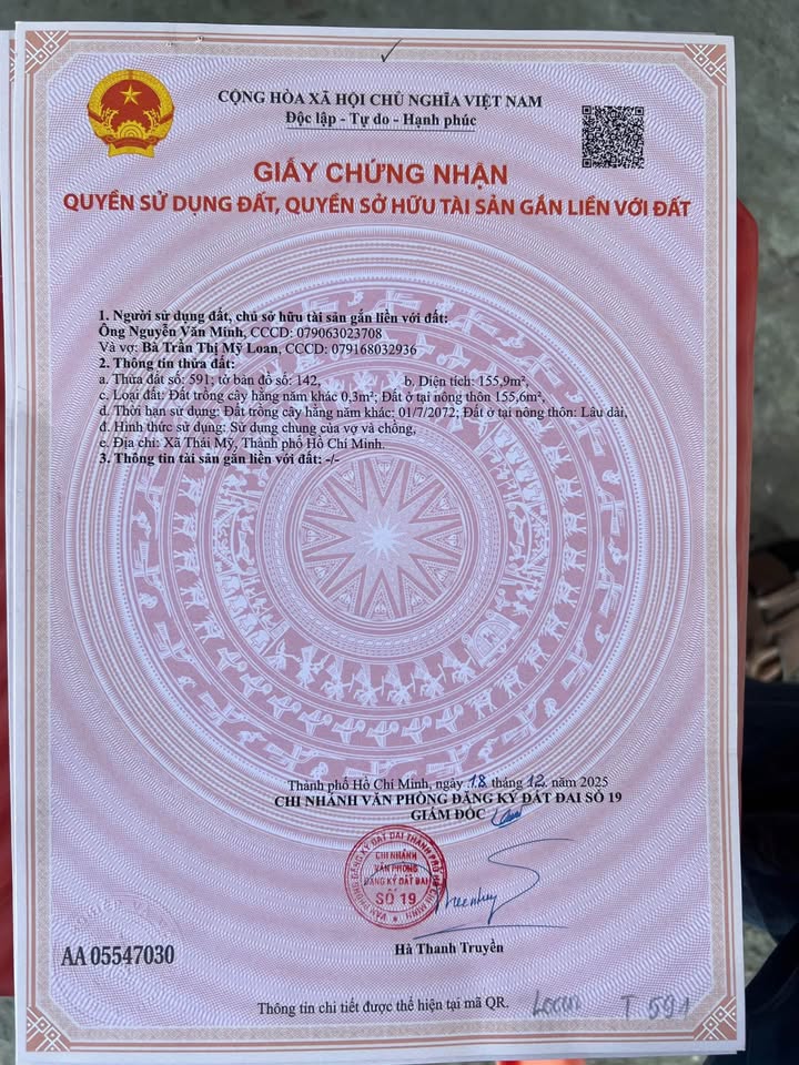 Đất nền xã Trung Lập Thượng 156m² giá 1.35 tỷ - Sổ đỏ chính chủ, gần đường lớn!