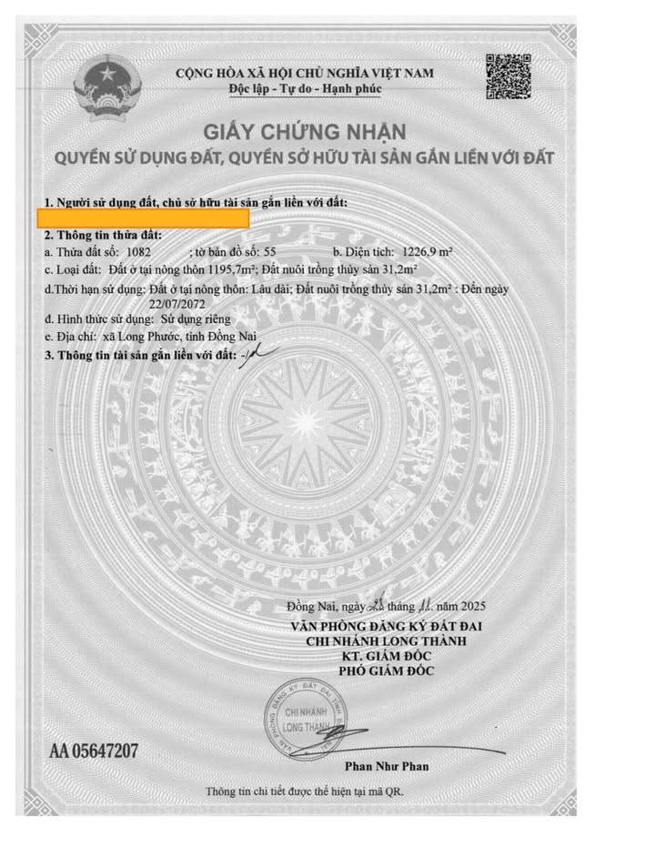 Đất Long Phước Long Thành 1226m² giá 9.8 tỷ - Đón sóng sân bay quốc tế!