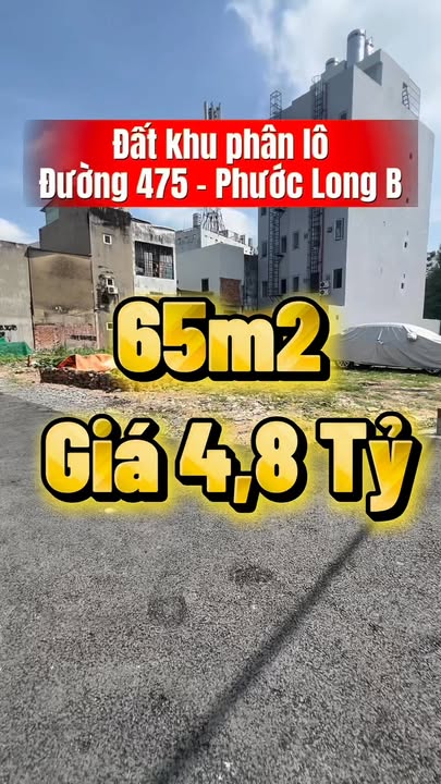 Bán đất hẻm 33 đường 475, Phước Long B, Thủ Đức 65m² giá chỉ 4,8 tỷ - Cơ hội đầu tư tuyệt vời!