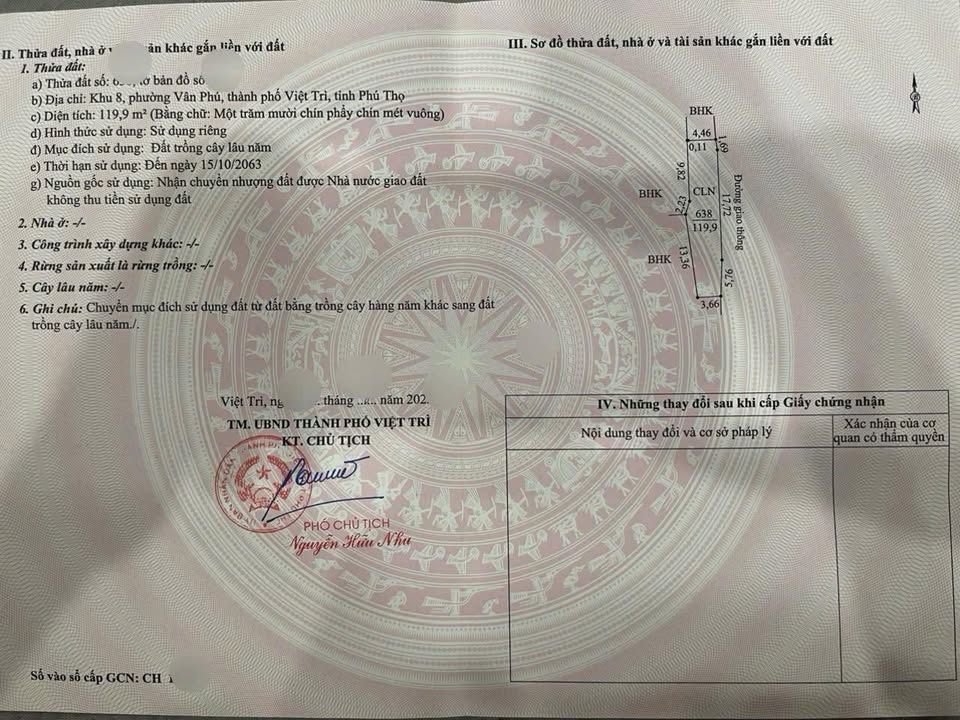 Đất nền 120m² khu 8 Vân Phú Việt Trì - Mặt tiền 25m, giá thỏa thuận!