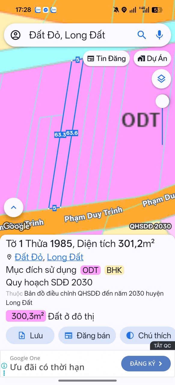 Đất nền Thị trấn Đất Đỏ 315m² giá 1.2 tỷ - Cơ hội đầu tư sinh lời!
