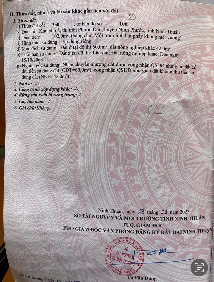 Đất thổ cư Ninh Quới, Ninh Phước 102m² giá chỉ 500 triệu - Cơ hội đầu tư hấp dẫn!