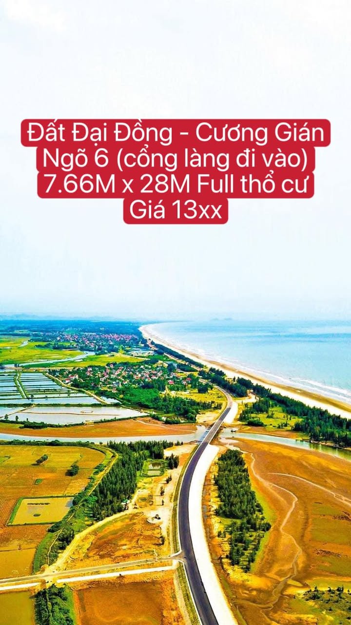 Đất thổ cư thôn Đại Đồng, Cương Gián 214m² - Giá cả hợp lý, sổ đỏ chính chủ!