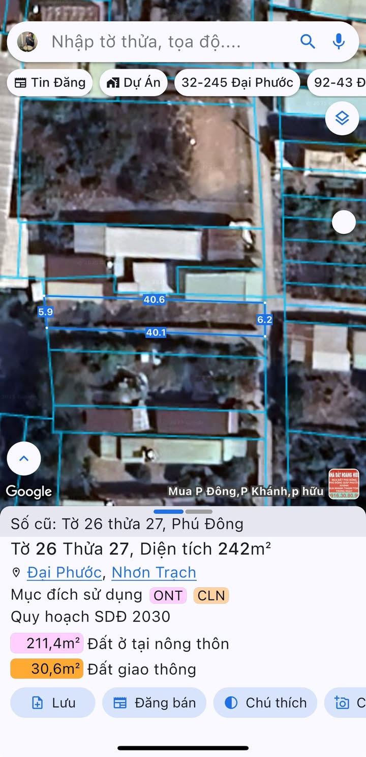 Đất lô 2 mặt tiền đường Huỳnh Văn Lũy, xã Đại Phước, 242m² giá 3.63 tỷ - Tiện ích đầy đủ chỉ cách 3 phút đi bộ!