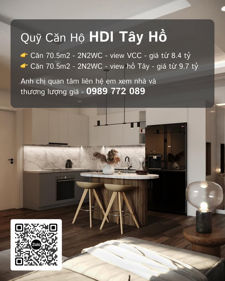 Căn hộ HDI Tây Hồ 70.5m² giá từ 8.4 tỷ - View Hồ Tây tuyệt đẹp!