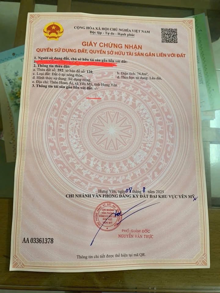 Đất nền Tân Việt, Yên Mỹ 83,3m² giá chỉ 1 tỷ - Đường ô tô vào tận nơi!