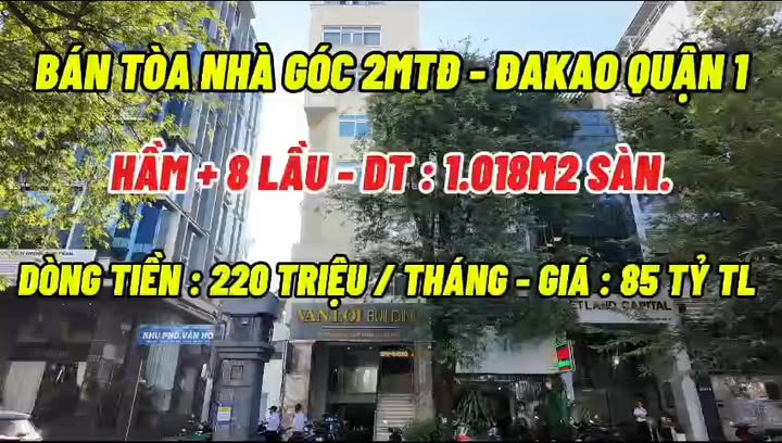 Bán Tòa Nhà Góc 2MT Nguyễn Văn Thủ, Quận 1 - Dòng Tiền 220 triệu/tháng - Giá 85 tỷ!