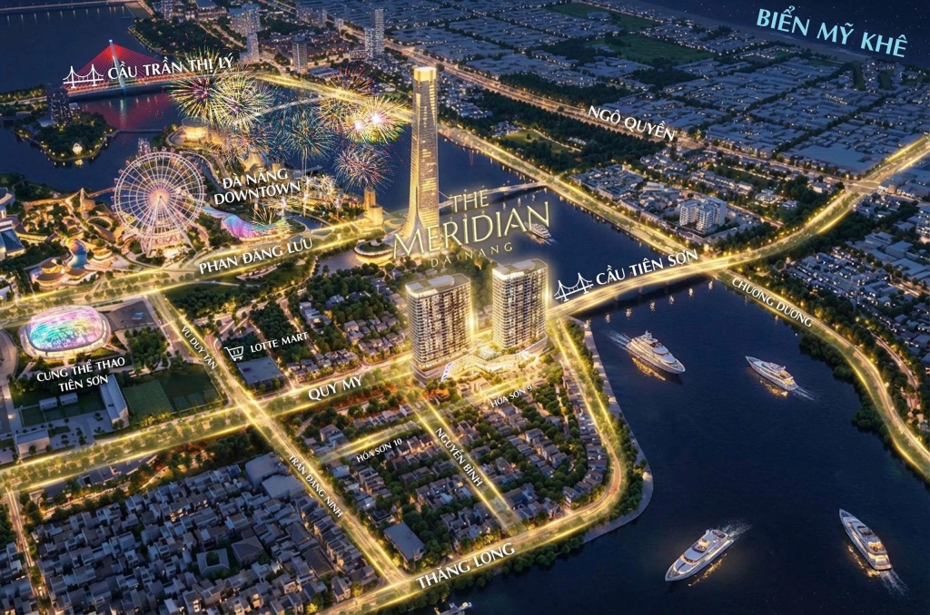 Căn hộ The Meridian Hải Châu 55m² giá 80 triệu - Ngắm pháo hoa từ ban công!