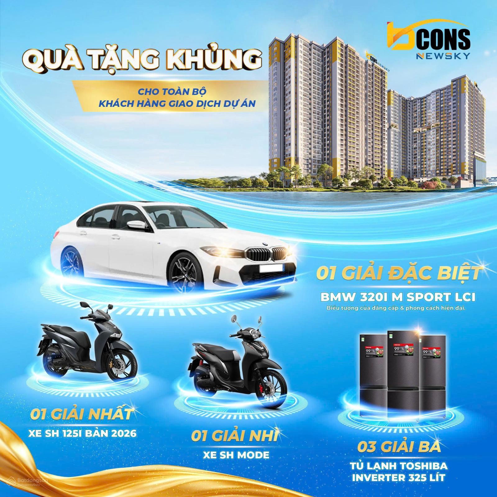 Căn hộ Bcons NewSky Lái Thiêu 65m² giá 3.05 tỷ - Mặt tiền Quốc Lộ 13, lãi suất 0%!