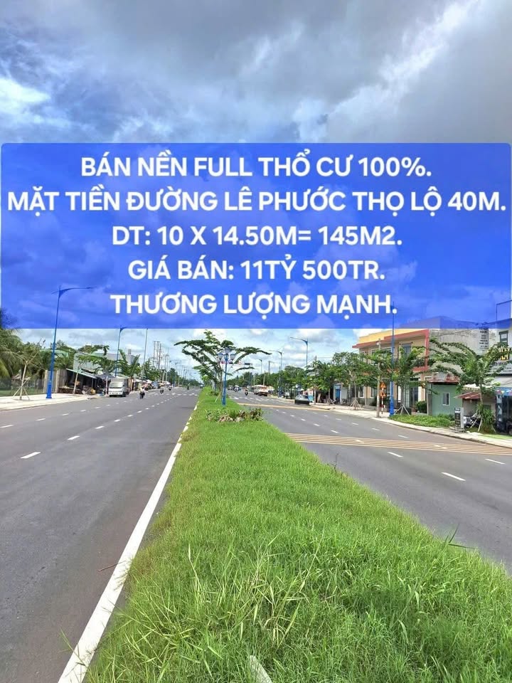 Đất nền mặt tiền đường Lê Phước Thọ, 145m² chỉ 11.5 tỷ - Cơ hội đầu tư vàng!