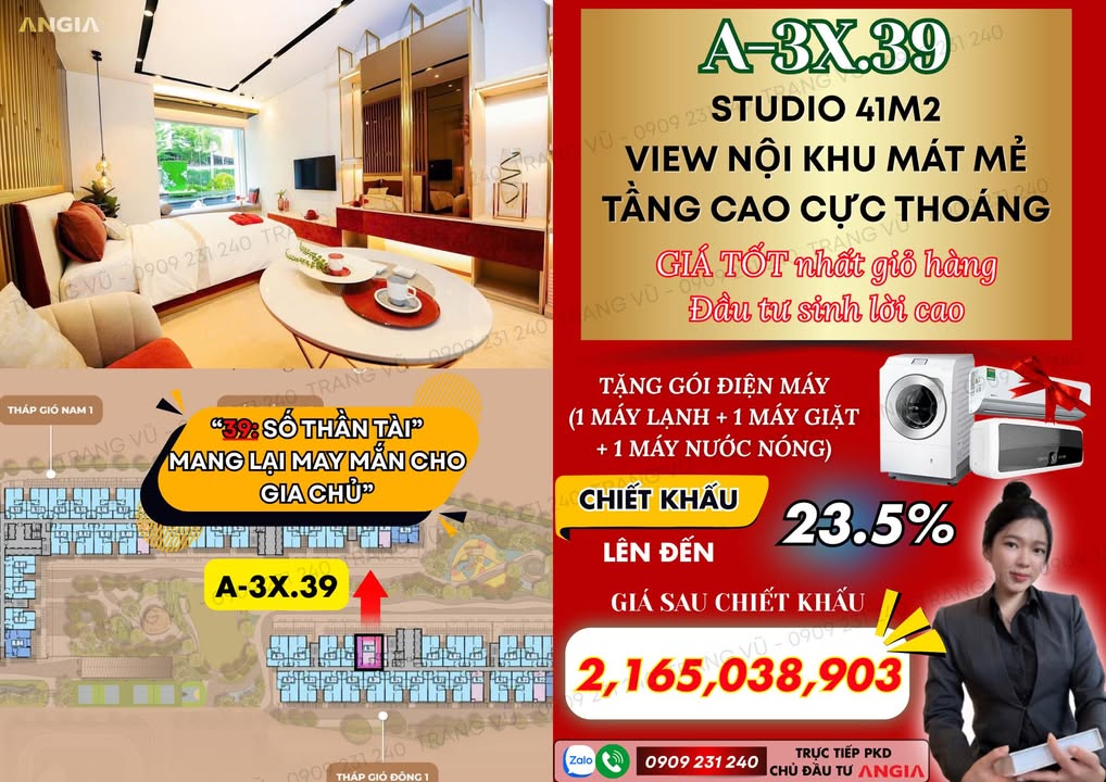 Căn hộ The Gió Riverside Dĩ An 41m² giá 2.165 tỷ - Nơi lý tưởng để an cư!