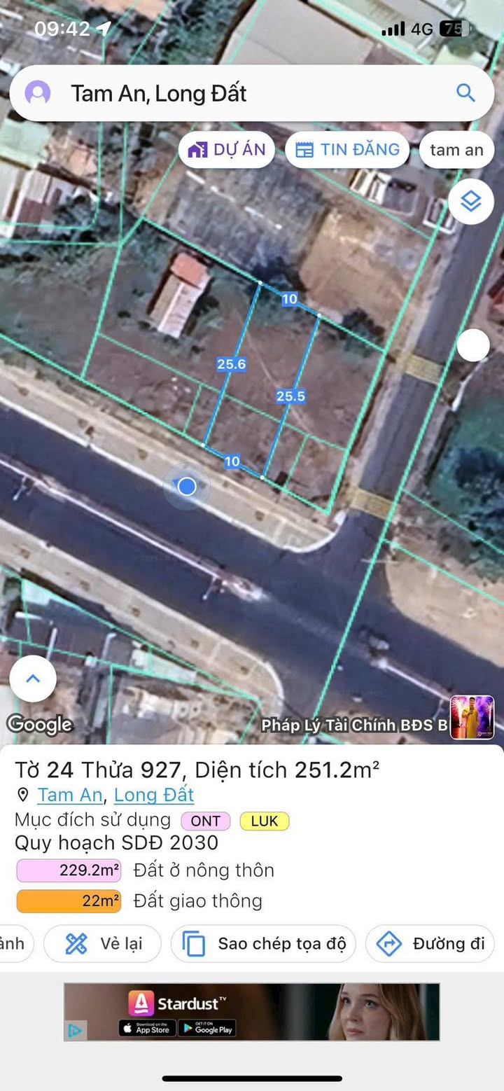 Bán đất mặt tiền Tỉnh Lộ 44B, xã Tam An, huyện Long Điền, 250m² - Vị trí đắc địa cho kinh doanh!