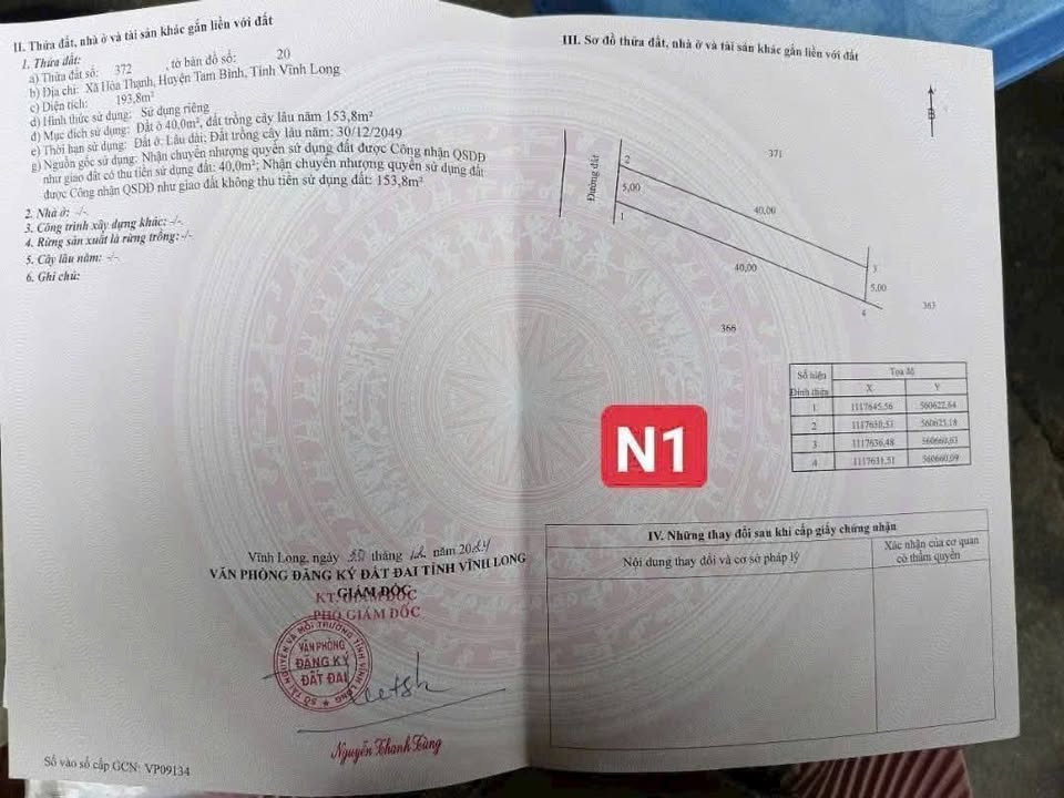 Đất nền xã Hòa Thạnh, Tam Bình 200m² giá chỉ 199 triệu - Đầu tư sinh lời ngay!