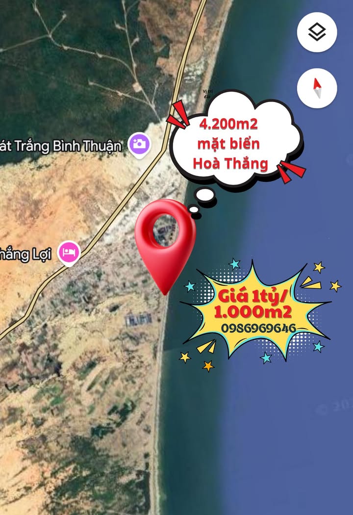 Đất mặt biển Hòa Thắng, Bắc Bình 4200m² chỉ 4.2 tỷ - Sổ đỏ chính chủ!
