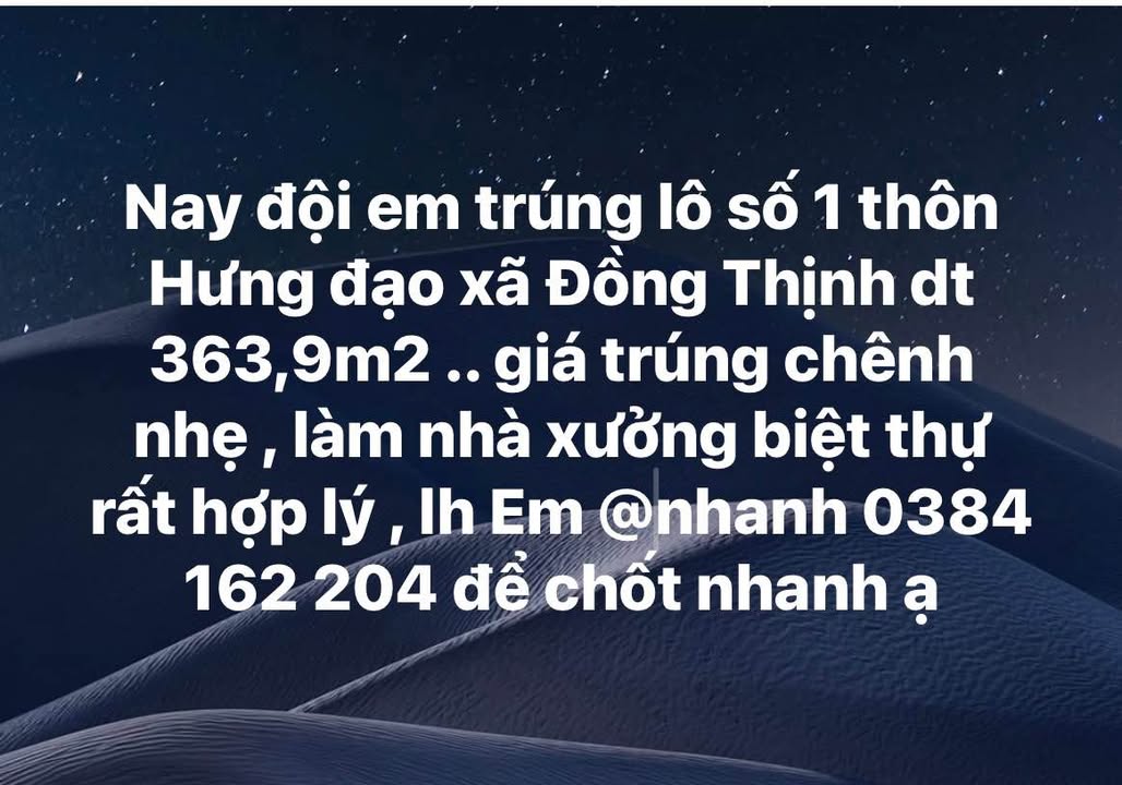 Đất nền xã Đồng Thịnh 363m² giá thỏa thuận - Tiềm năng phát triển vượt trội!