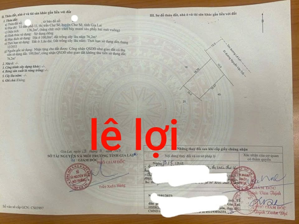 Đất nền mặt tiền đường Lê Lợi, Chư Sê, Gia Lai - Thổ cư 100% giá tốt!